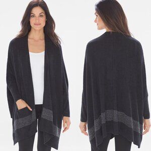 Barefoot Dreams Chic Lite Cliffside Wrap Cardigan Sweater/Black 29915
